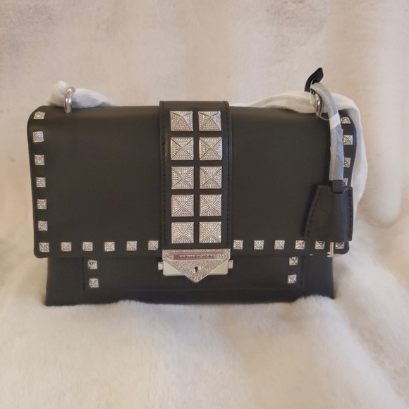 Michael Kors Black Studded Cece Crossbody Shoulder Bag - Picture 7 of 12